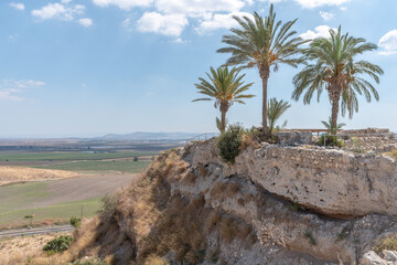 Fototapeta na wymiar The view from Tel Megiddo Nation Park of the Jezreel Valley in northern Israel. 