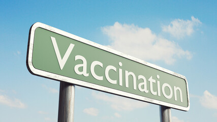 Sign for vaccination and virus proteciton. 3D Rendering