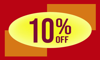 10 Percent off. Discount for big sales. Yellow Ellipse on an orange and red background-vector