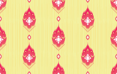 Ikat ethnic pattern. Aztec fabric carpet mandala ornament boho chevron textile decoration wallpaper. Tribal turkey African Indian traditional embroidery vector illustrations background.