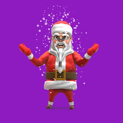 Santa Claus with snow. 3d rendering