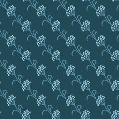Abstract Blue Color Floral Lily Vector Graphic Seamless Pattern