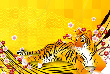 寅　年賀状　和柄　背景
