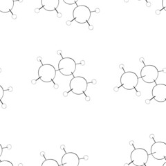 An outline vector seamless vector pattern of molecules isolated on transparent background. Designed in black and white colors for medical, chemical, science concepts.