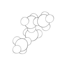 An outline vector illustration of round molecules isolated on transparent background. Designed in black and white colors for medical, chemical, science concepts.
