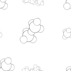 An outline vector seamless vector pattern of molecules isolated on transparent background. Designed in black and white colors for medical, chemical, science concepts.