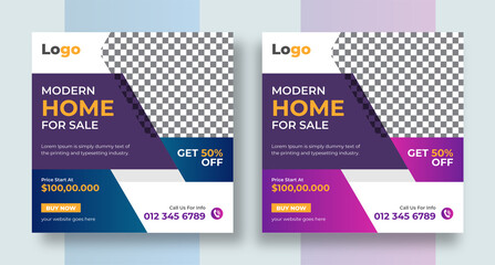 	
Modern Real estate home for sale instagram post or flyer square template	
