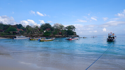 Beautiful view of the boat anchored on the beach