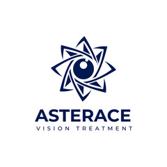 Obraz premium asterace treatment logo, abstract vector flower with eye side