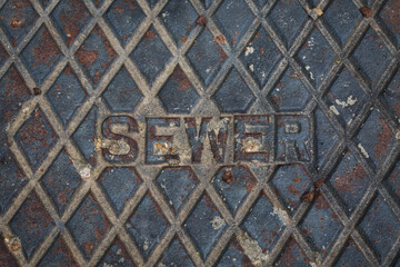 Metal cover to underground sewer