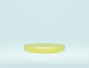 Abstract minimalist gold podium for product presentation with blue sky background, 3d render illustration, 3d presentation
