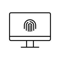 desktop fingerprint line icon vector design, editable stroke line icon