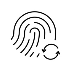fingerprint refresh line icon vector design, editable stroke line icon