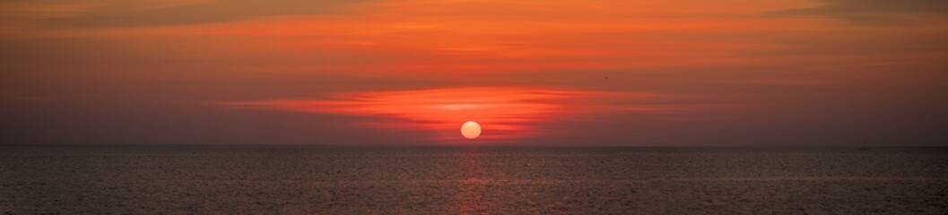 Panoramic view of the bay at sunset.