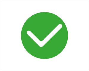 Check box list icon, green check mark with round shape , vector
