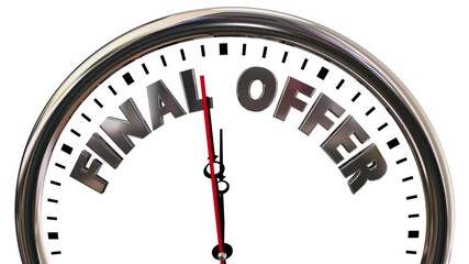 Final Offer Clock Deadline Time Running Out Last Chance 3d Animation