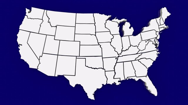 United States of America USA State Map Geography White Shapes Forming 3d Animation