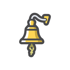 Ship golden Bell Vector icon Cartoon illustration.