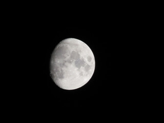Waxing gibbous moon isolated on a dark night sky
