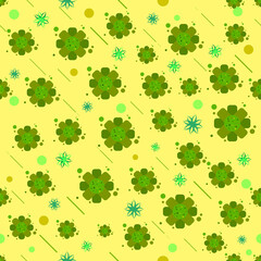Bacteria virus and germs microorganism cells green inversion seamless pattern