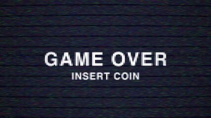 Animated Game Over Insert Coin 80s Retro Text with TV Effects 4K