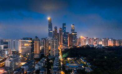 Night view of urban CBD in Nanning, Guangxi, China