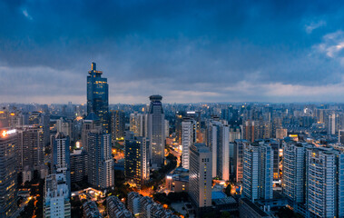 Fototapeta premium Night view of urban CBD in Nanning, Guangxi, China
