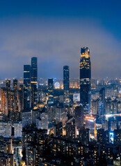 Night view of urban CBD in Nanning, Guangxi, China