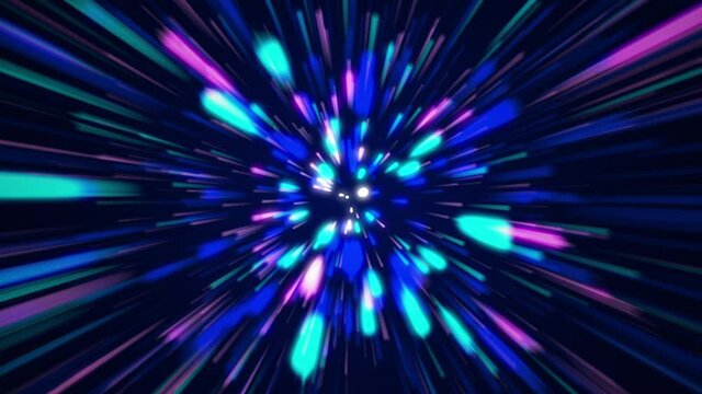 Abstract Neon Hyperspace Looping Rays 4K - Blue, Pink, and Mint