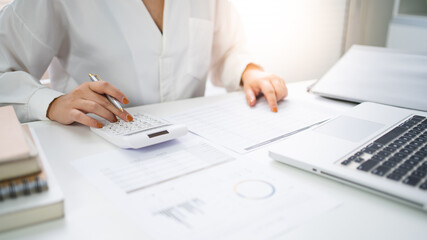 Auditor or internal revenue service staff, Business women checking annual financial statements of company. Audit Concept