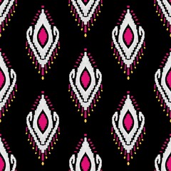 Fototapeta na wymiar pattern Ikat ethnic tribal textile American African fabric Aztec geometric motif mandalas native boho bohemian carpet india Asia illustrated 
