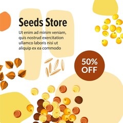 Seeds store with 50 percent of price reduction