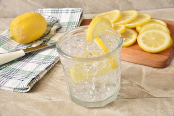 Sparkling lemon spritzer with fresh lemon slices