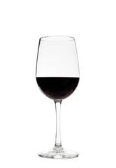 glass of red wine on white background in studio