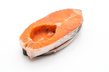 fresh salmon raw on white background