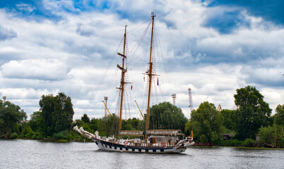 old sailing frigate
