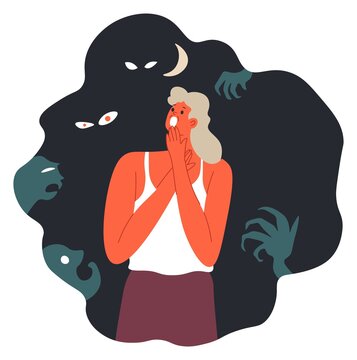 Nyctophobia fear of night and monsters creatures