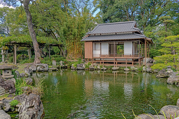 Obraz premium 愛媛 宇和島 天赦園春雨亭