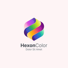 Colorful hexagon with smooth gradient logo