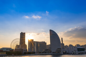 神奈川県横浜市　横浜みなとみらいの夕景