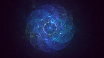 3D rendering abstract blue technology fractal background