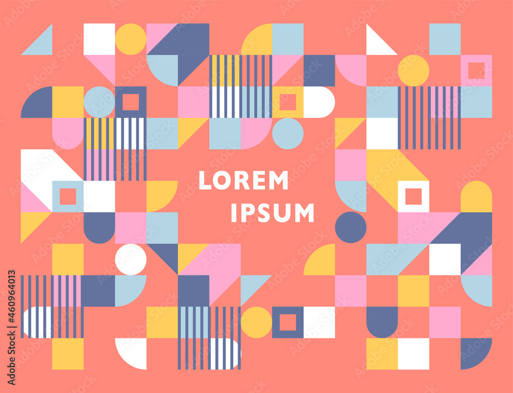 Poster a template in which various shapes are tiled and text can be written in the center. simple pattern d