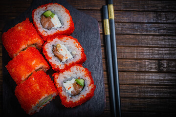 Sushi- delicious asian. Fastfood- restaurant concept