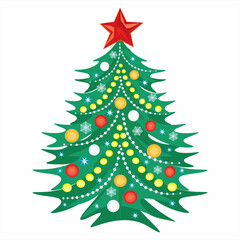 Christmas tree vector illustration, flat design, isolated on white background.