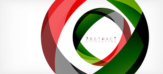 Fototapeta premium Color circle shapes, minimal geometric background. Trendy dynamic composition. Vector Illustration For Wallpaper, Banner, Background, Landing Page