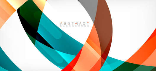 Obraz premium Color circle shapes, minimal geometric background. Trendy dynamic composition. Vector Illustration For Wallpaper, Banner, Background, Landing Page