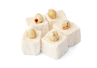 Turkish delight dessert isolated on white background