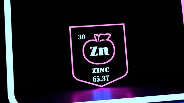 Nutrition facts apple. Zinc chemical element sign