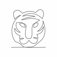 Tiger One line drawing on white