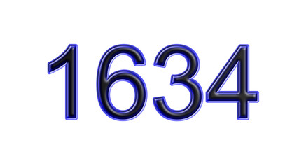 blue 1634 number 3d effect white background